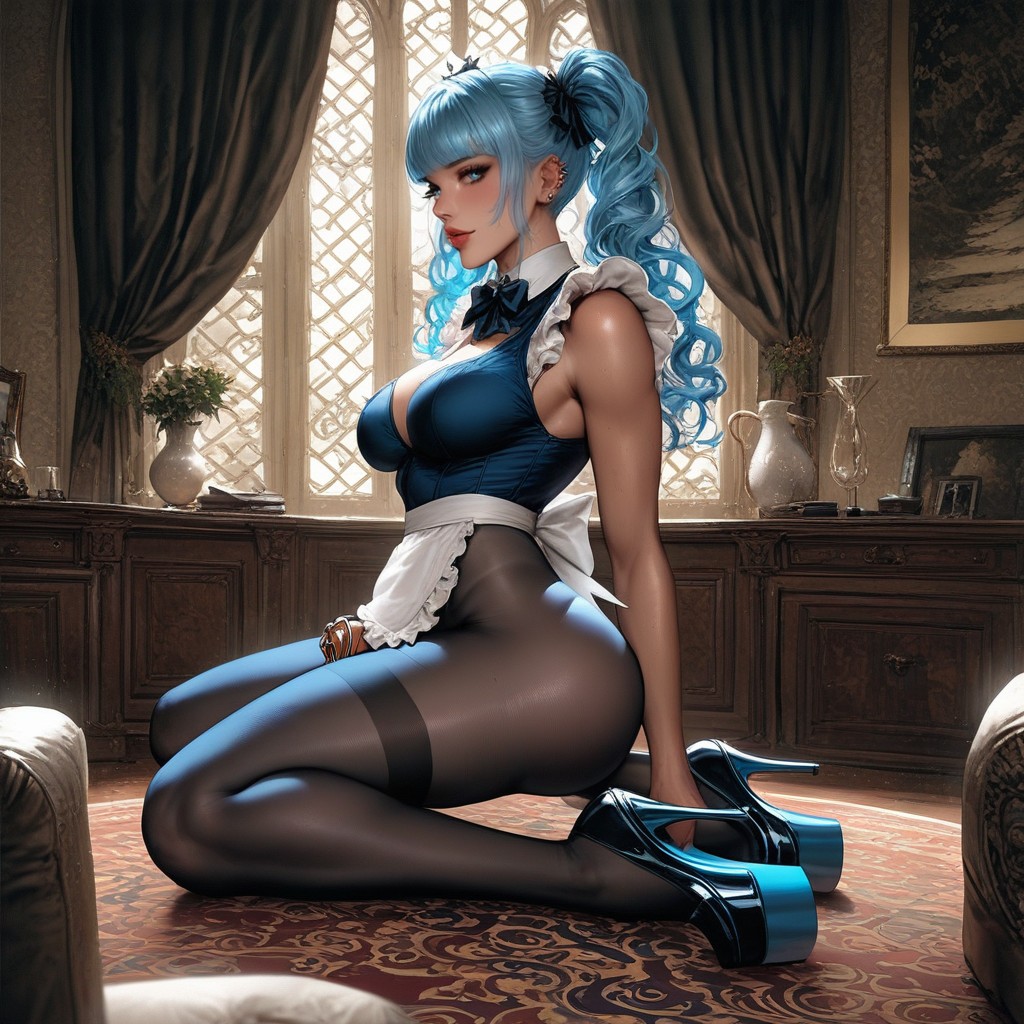 Volumetric, Living Room, Blue Eyes AIポルノ