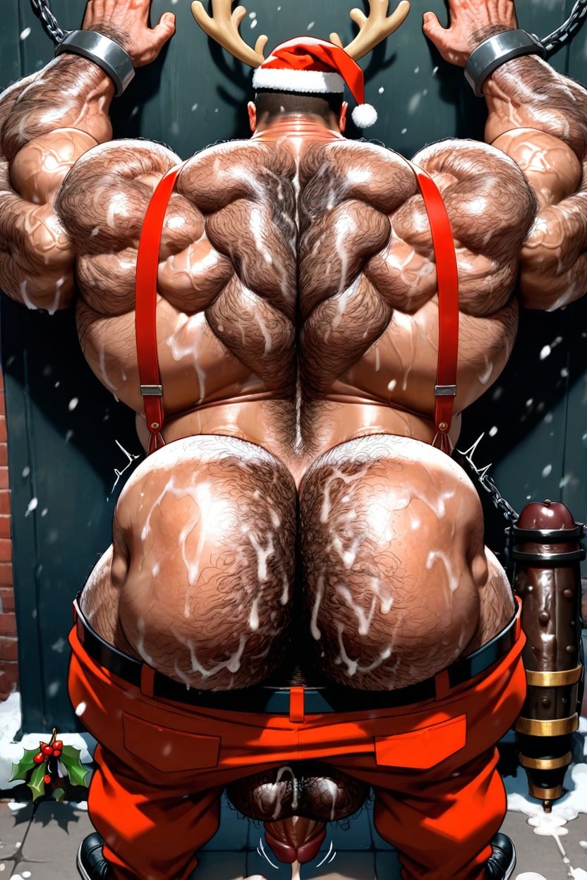 Thick Cum On Thighs And Balls, Massive Heavy Hairy Balls And Erect Cock, Gigantic AI Gay Porn
