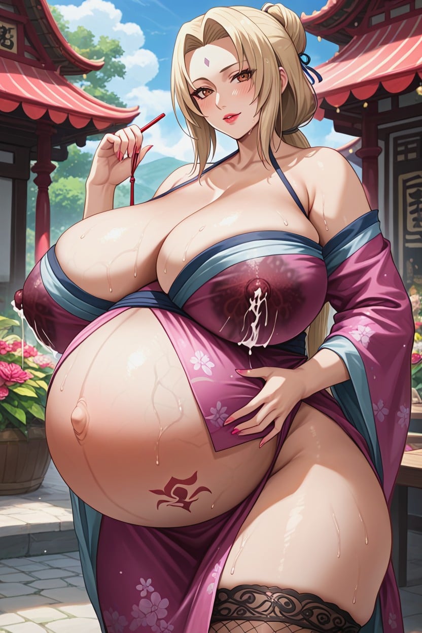 Many Poeple Around, Breasts Push Up, Massive Nipple Hentai AI Porn
