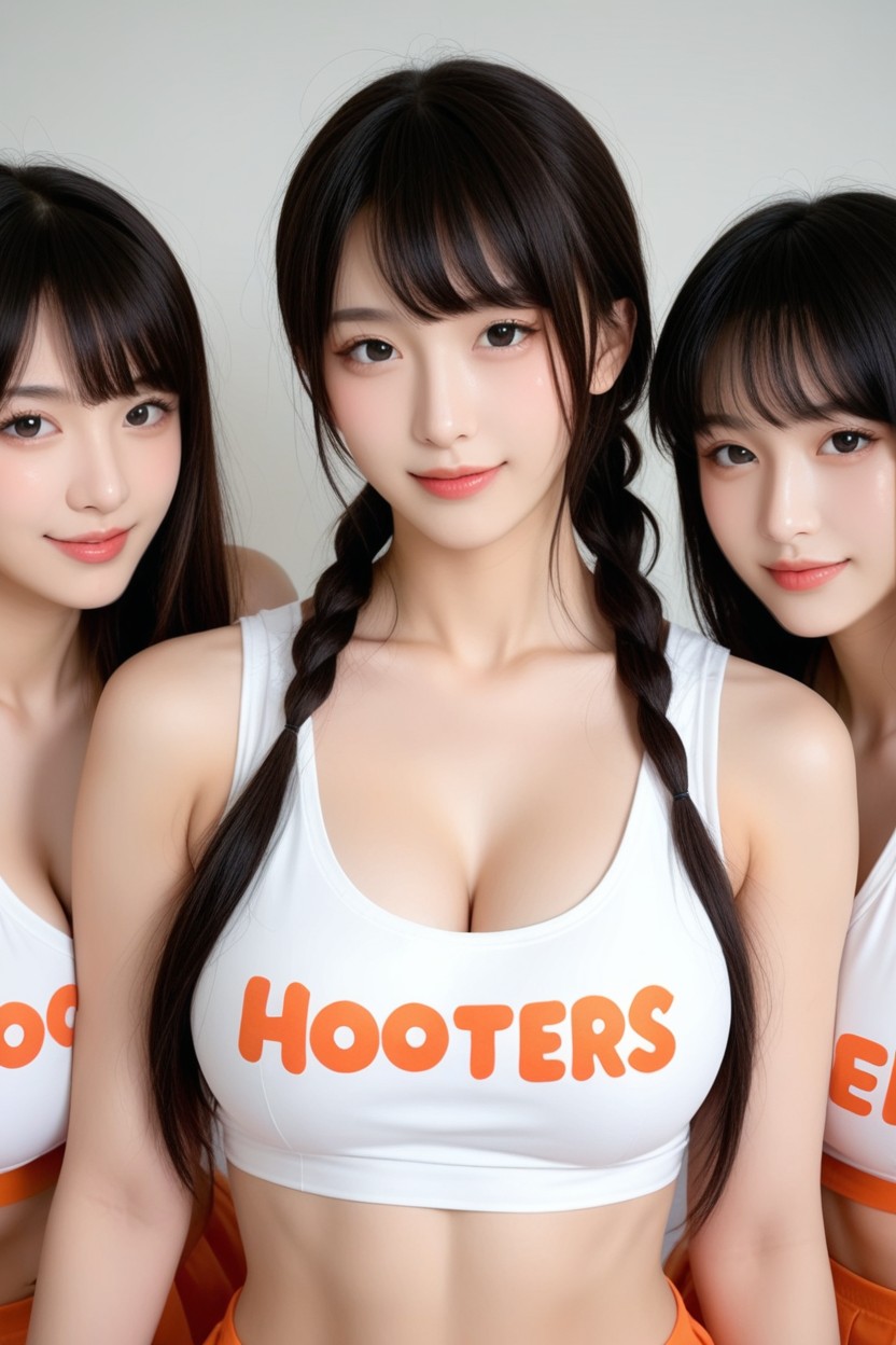 Big Beautiful Eyes, ロング丈, Soft Pale Skin アジアのAIポルノ