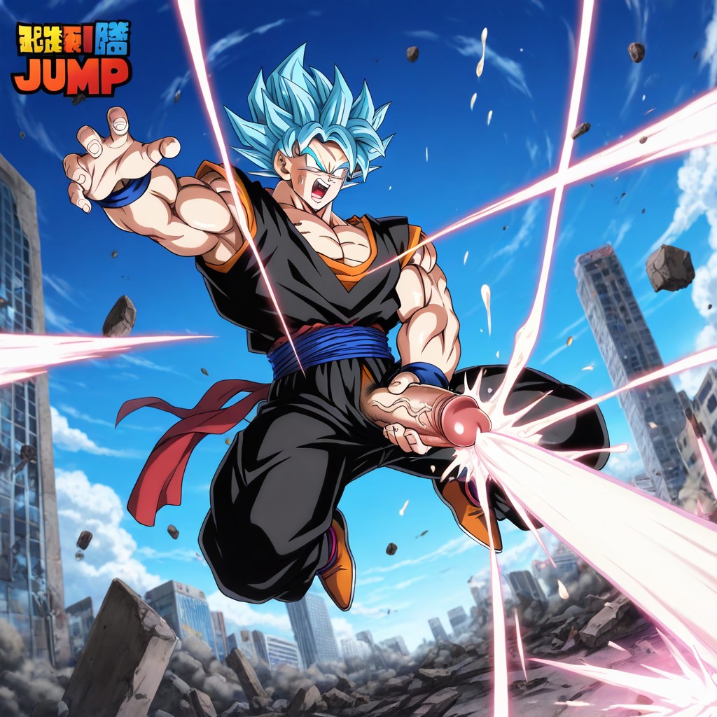 Massive Penis, Sharp Focus, He's Shooting At Shenron In The Distance AI Gay Porn