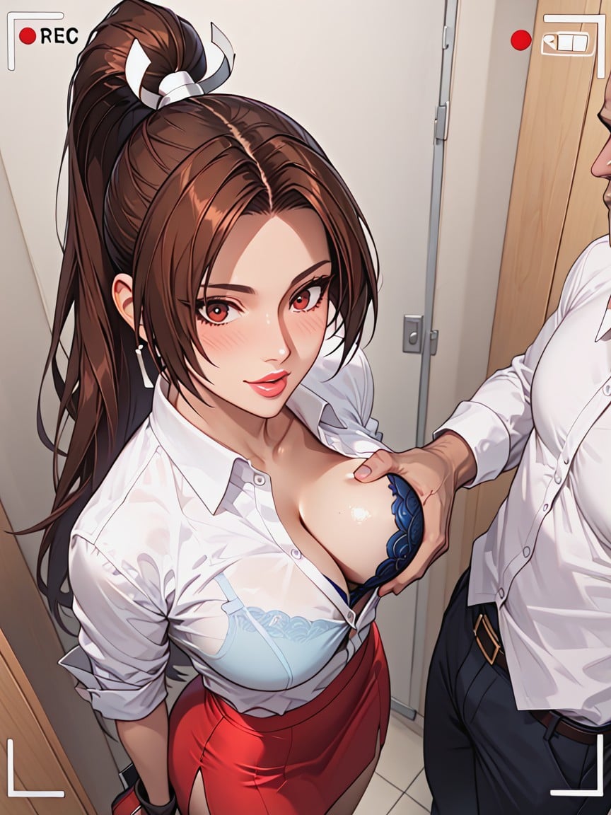 Man Groping Anothers Breasts, Front View, Wide Angle Hentai AI Porn