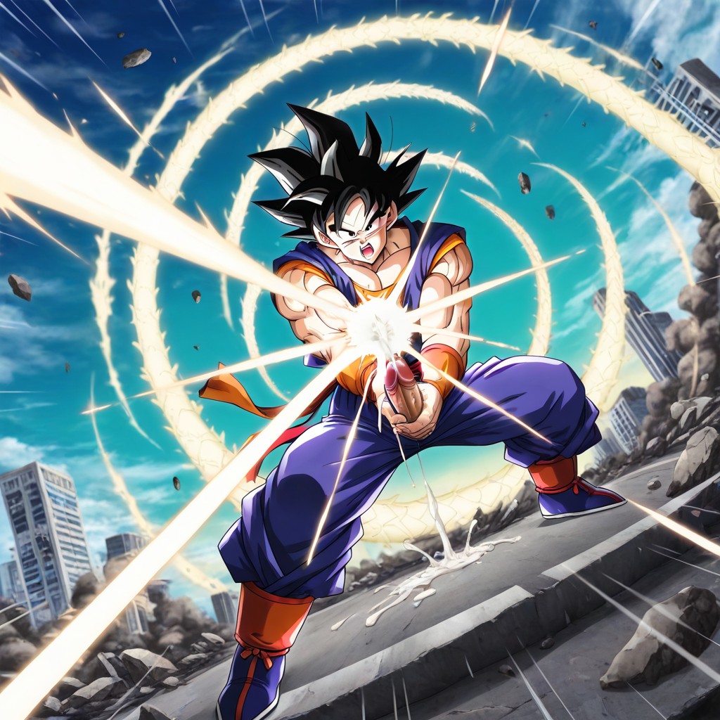 18+, Goku Unleashing His Iconic Kamehameha From His Penis, Goku Shooting Kamehameha From Dick AI Gay Porn