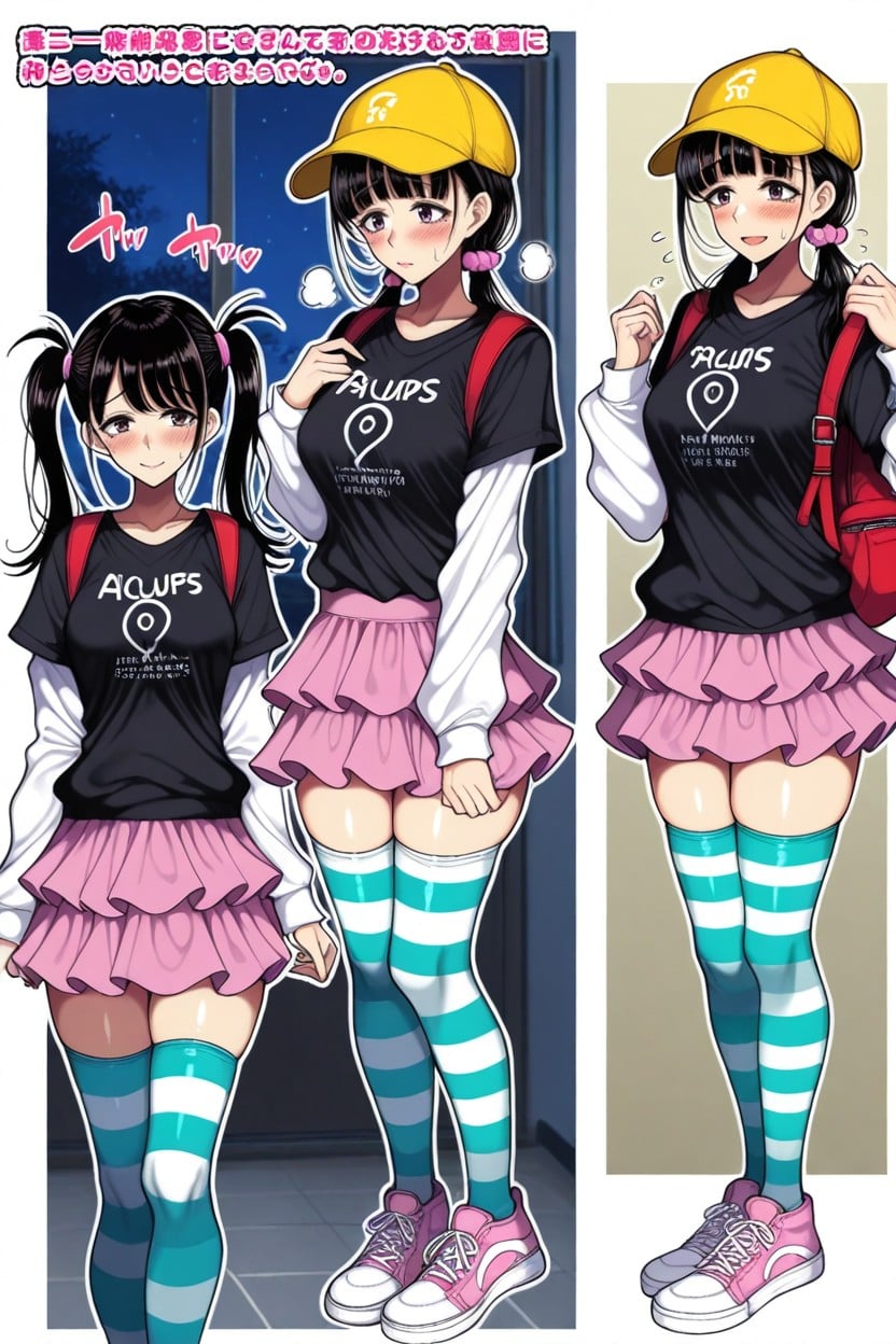 Night, Pink Shoes, Layered Skirt Hentai AI Porn
