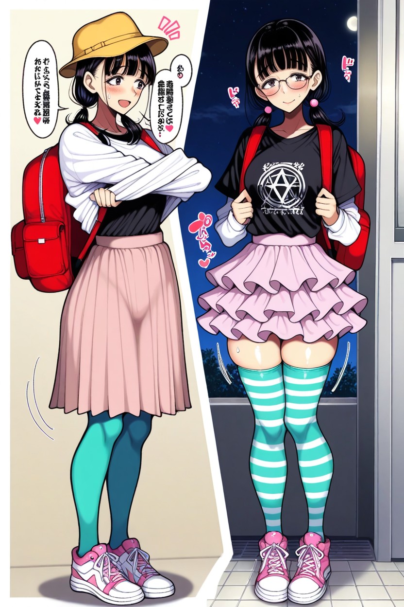 Raised Eyebrows, Undressing, Lower Twintail Hentai AI Porn