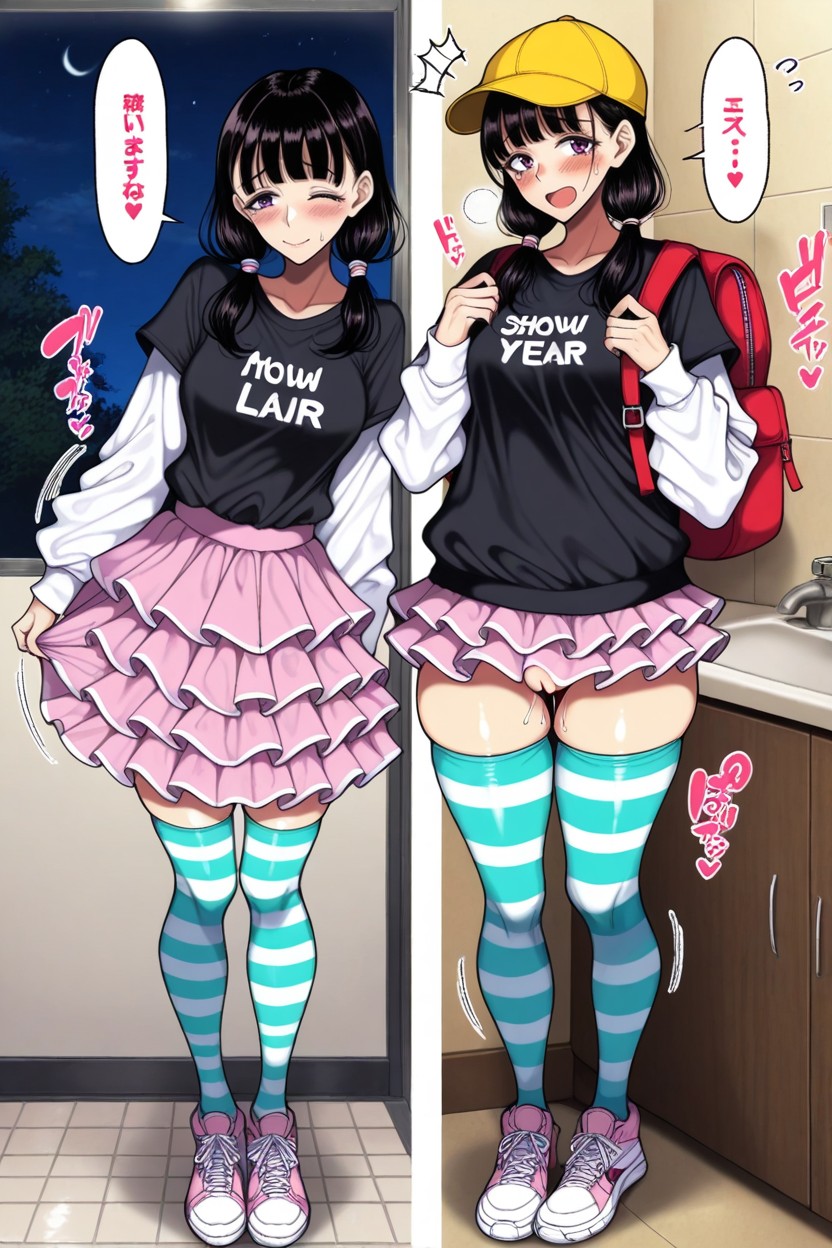 Ruffles Skirt, Undressing, Asian Hentai AI Porn