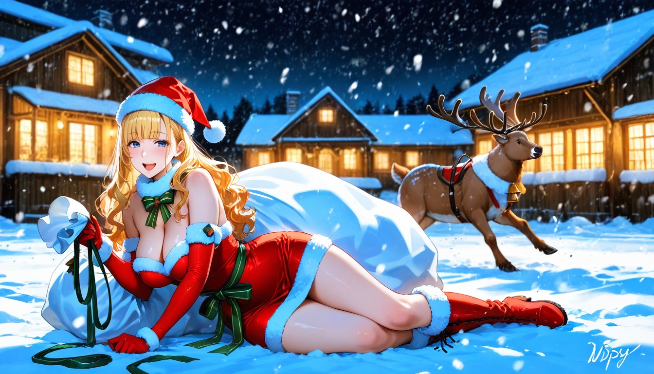 Soft Lighting, Permed Hair, Riding A Brown Reindeer Hentai AI Porn