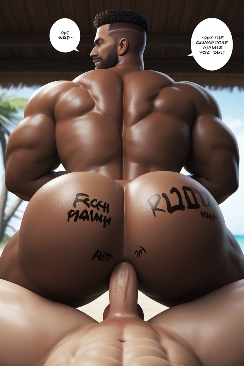 African Bottom Riding White Man’s Dick, Body Writing, Muscular AI Gay Porn