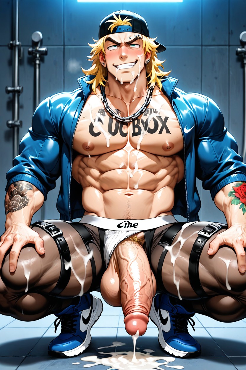 Bodybuilder Muscles, Hyper Waist, Showing Off AI Gay Porn