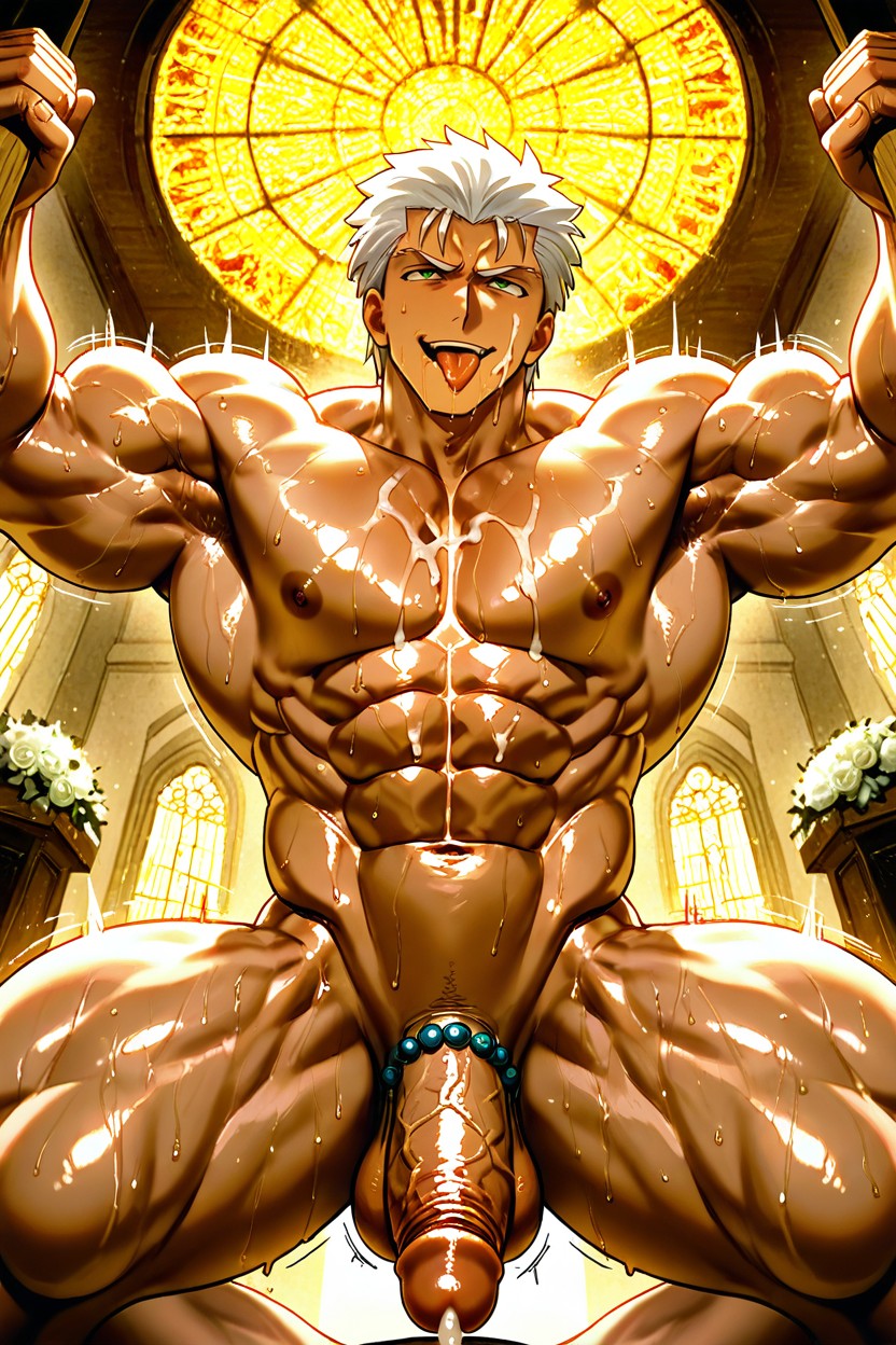 Naked, Sweat, Perfect Hyper Muscular Body AI Gay Porn