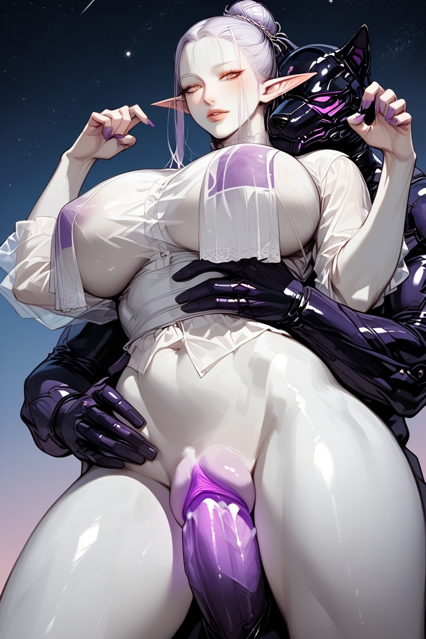 Breast Curtain See Through, White Skin, Sky Space Furry AI Porn