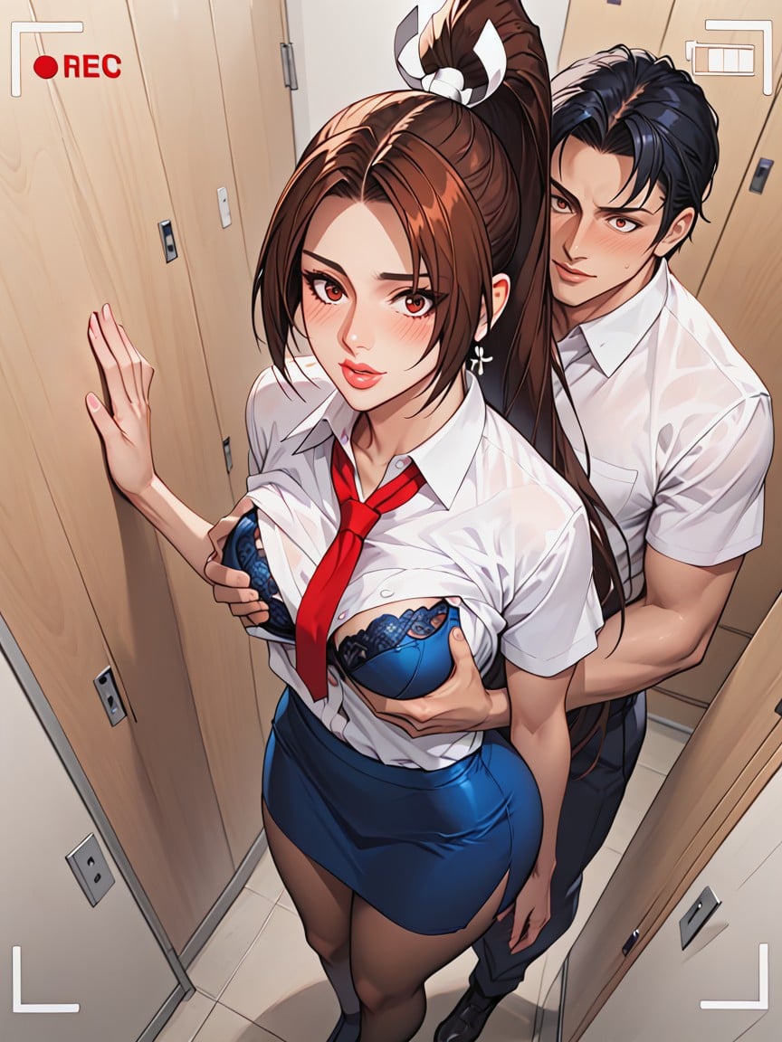 Changing Room, Mai Shiranui From King Of Fighters, White Old Jyudou Man Hentai AI Porn