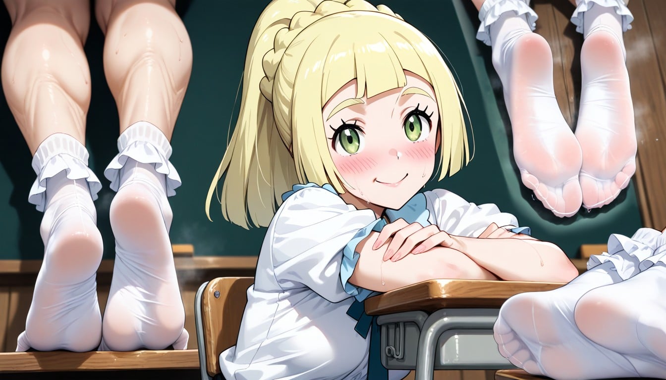 Legs Beautiful Feet, Green Eyes, Bottom Up Hentai AI Porn