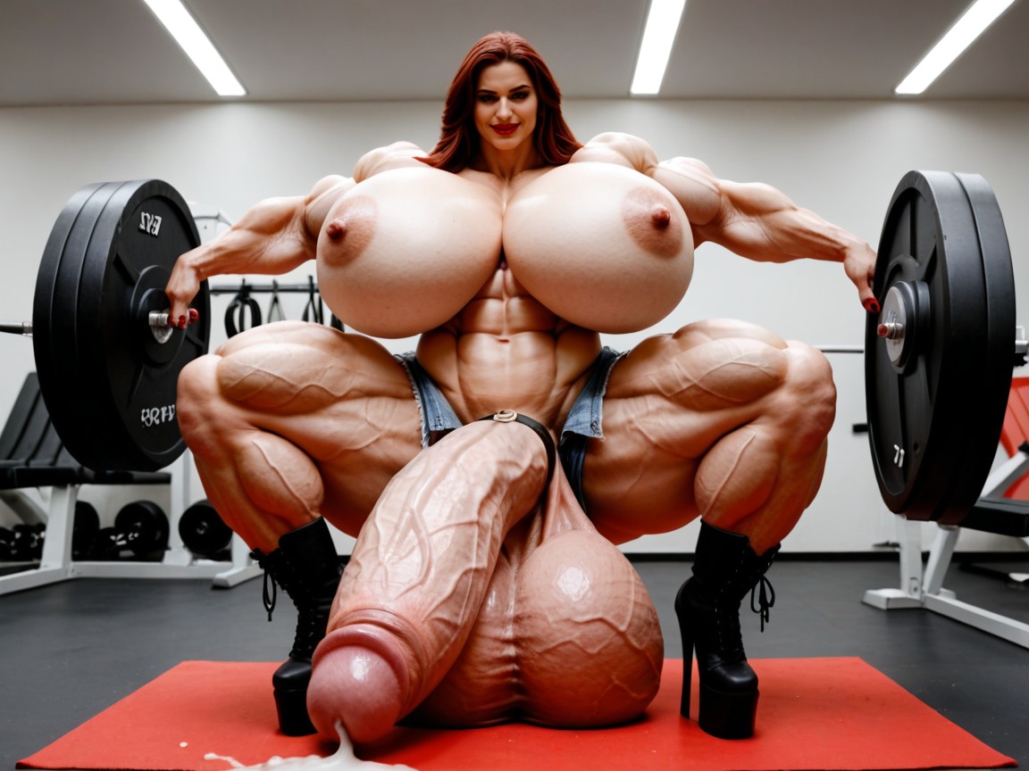 Hyper Gigant Muscles, Mamelons En Érection, Futa Is Always Bigger Porno IA transsexuelle