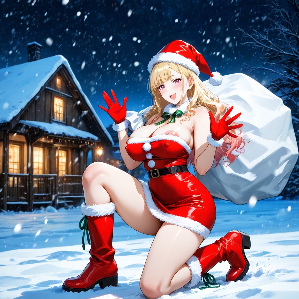 Mini Skirt, Walking Cheerfully, Night Time Hentai AI Porn