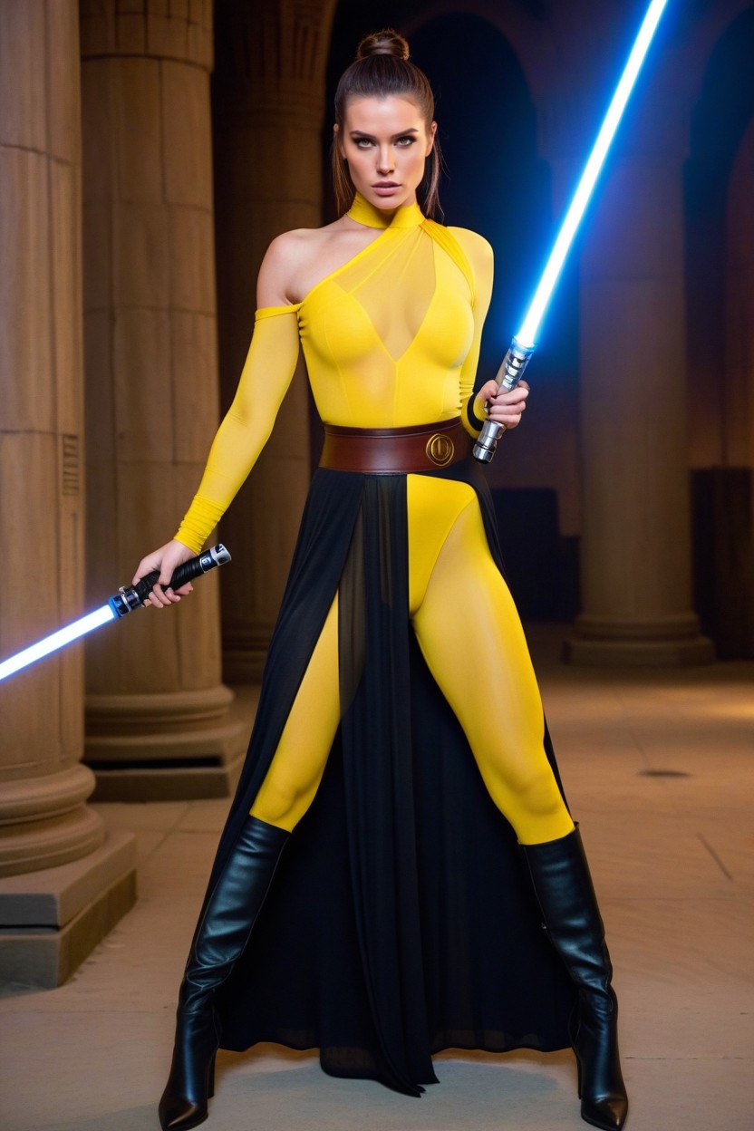 Pale Skin, Long Sheer Tabard Skirt, Fit AI Porn