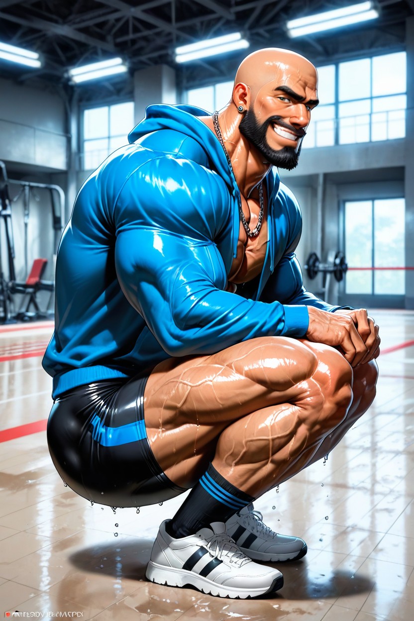 Huge Neck, Huge Muscles, Shaved Body AI Gay Porn