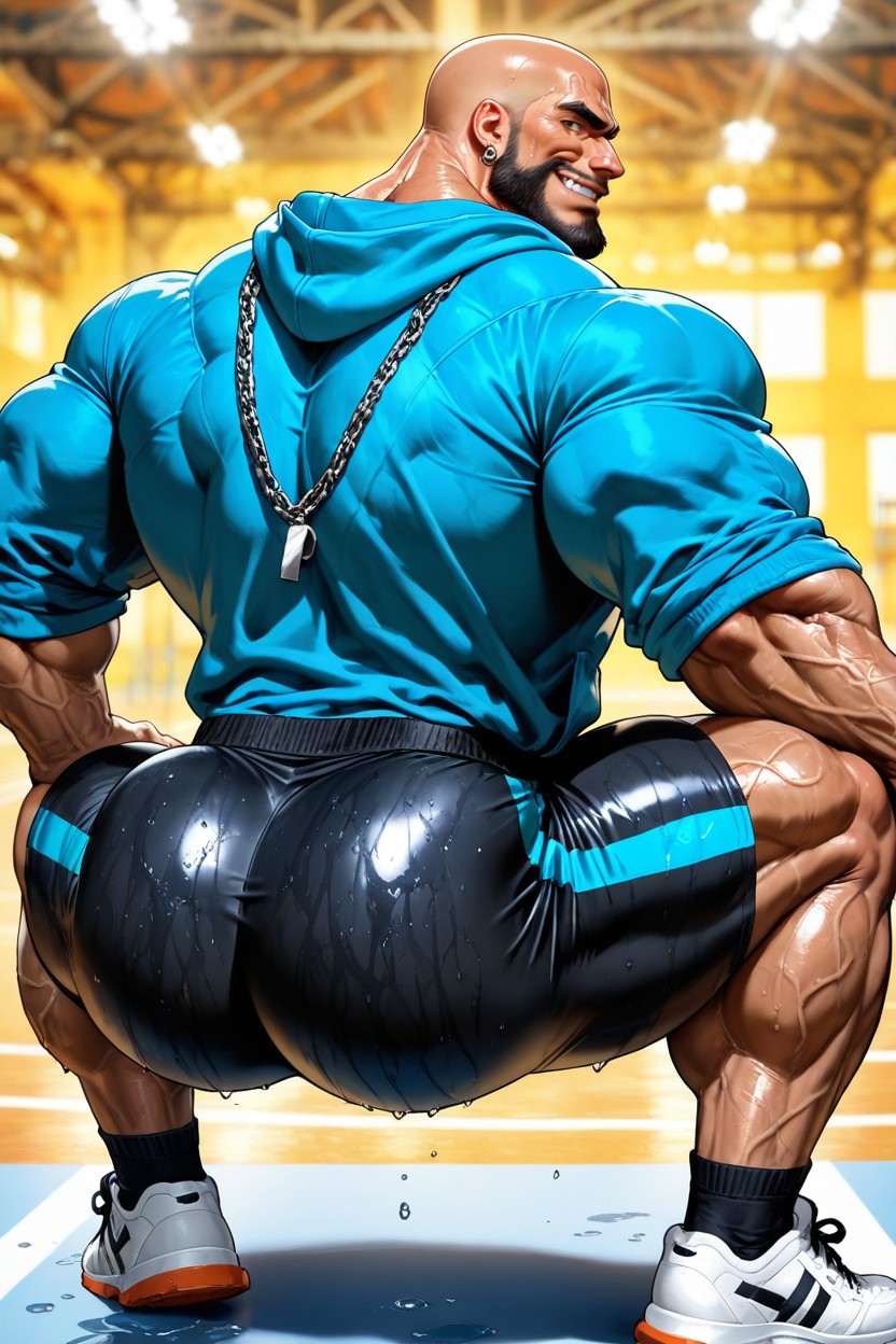 Dark Tanned Skin, Oversized Neck, Wet Skin AI Gay Porn