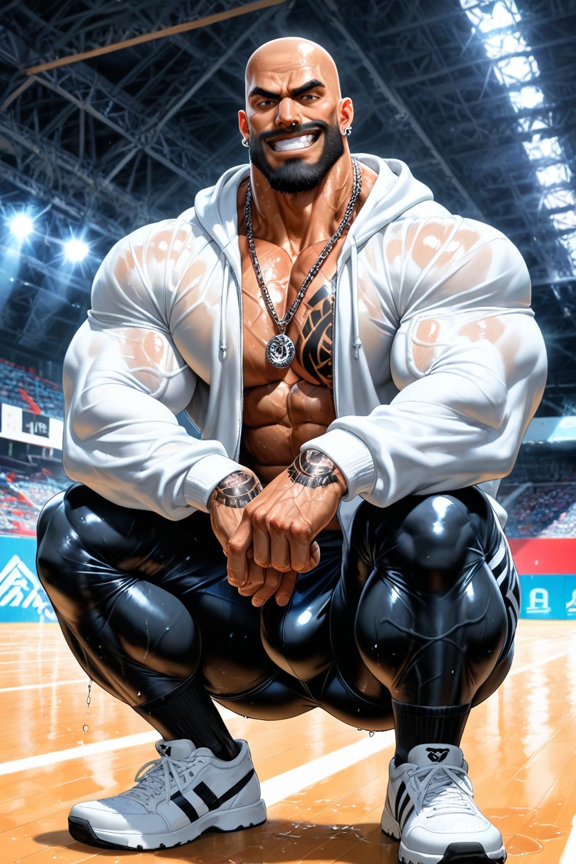 Monster Neck, Muscular Legs, Long Sleeves Hoodie ゲイAIポルノ