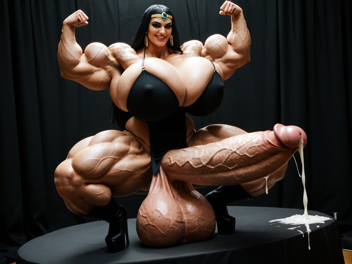 Gigantic Hyper Sagging Testicles, Hyper Huge Massive Muscles, Pénis Hyper Long Et Impossible Porno IA transsexuelle