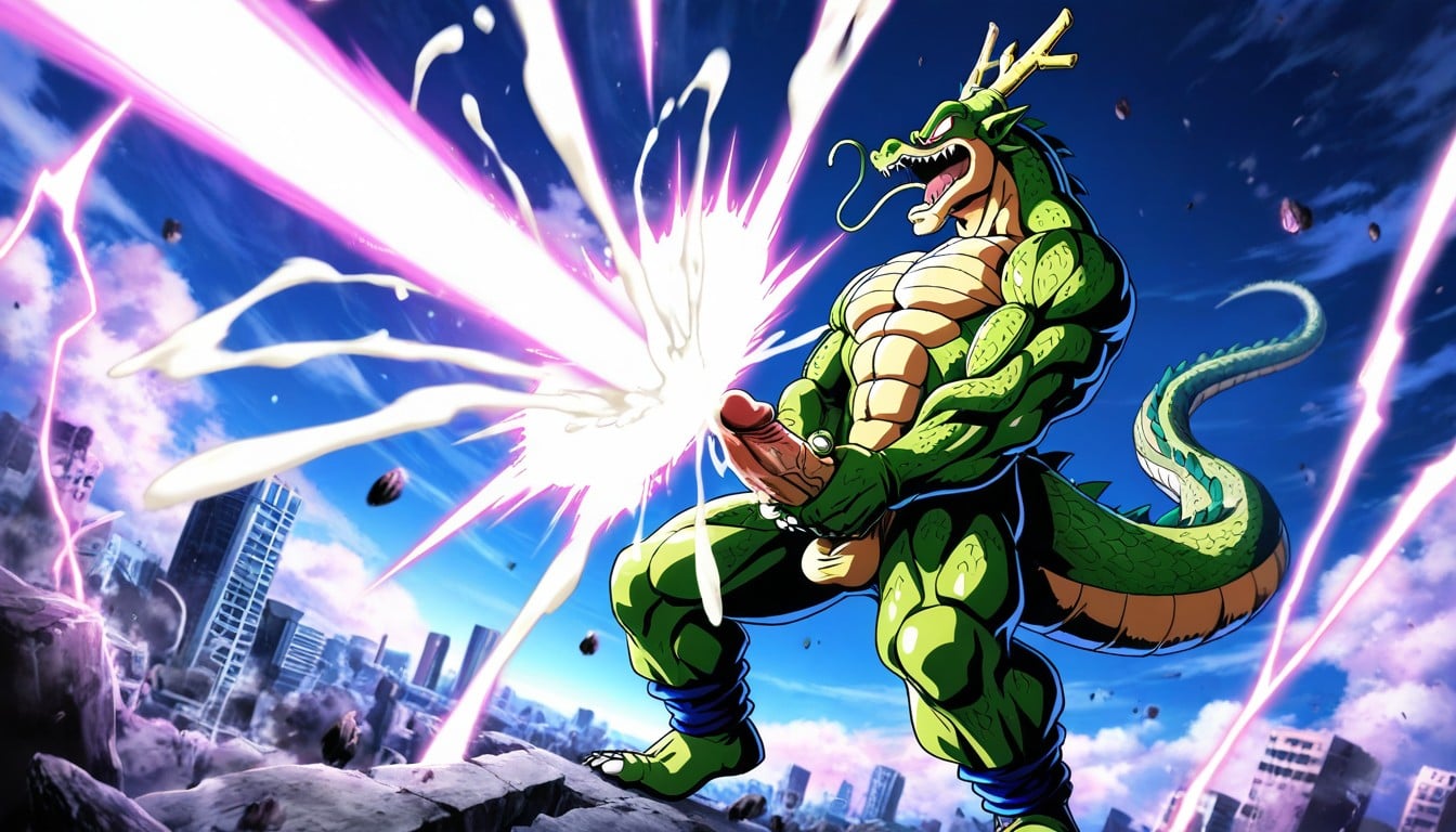 Penis Kamehameha, Dramatic Perspective, Goku From Dragon Ball And Shenron From Dragon Ball AI同性戀黃片