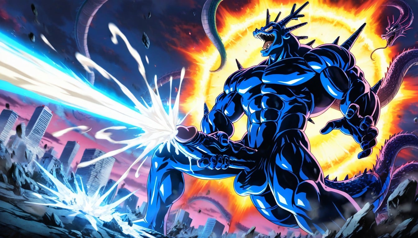 18+, Penis Shooting Kamehameha, Goku Unleashing His Iconic Kamehameha From His Penis Porno IA Gay