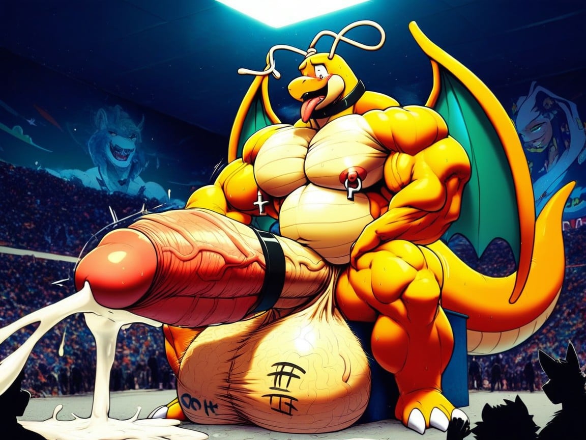 Male Pokemon Dragonite, Strip Club, Large Belly AI Porn