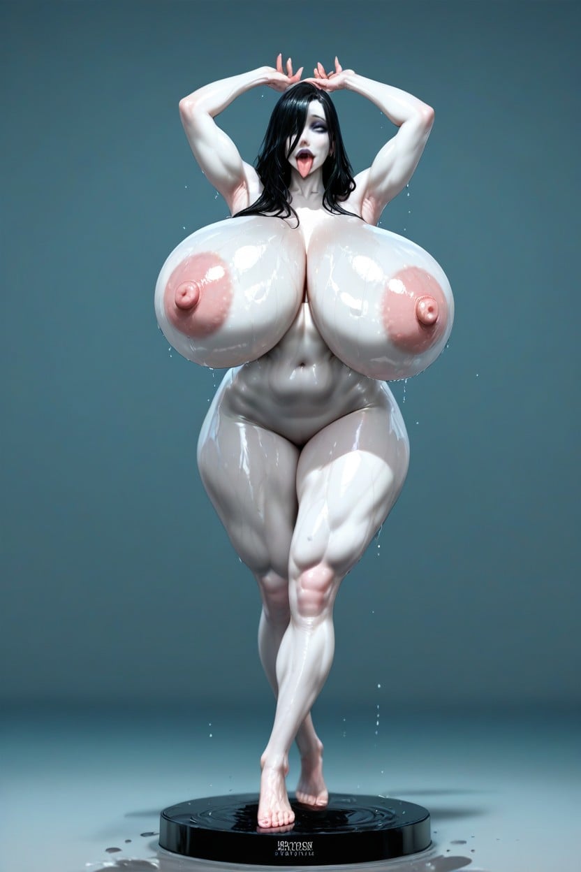 Pink Areolas, Black Hair, Modelando Hentai IA