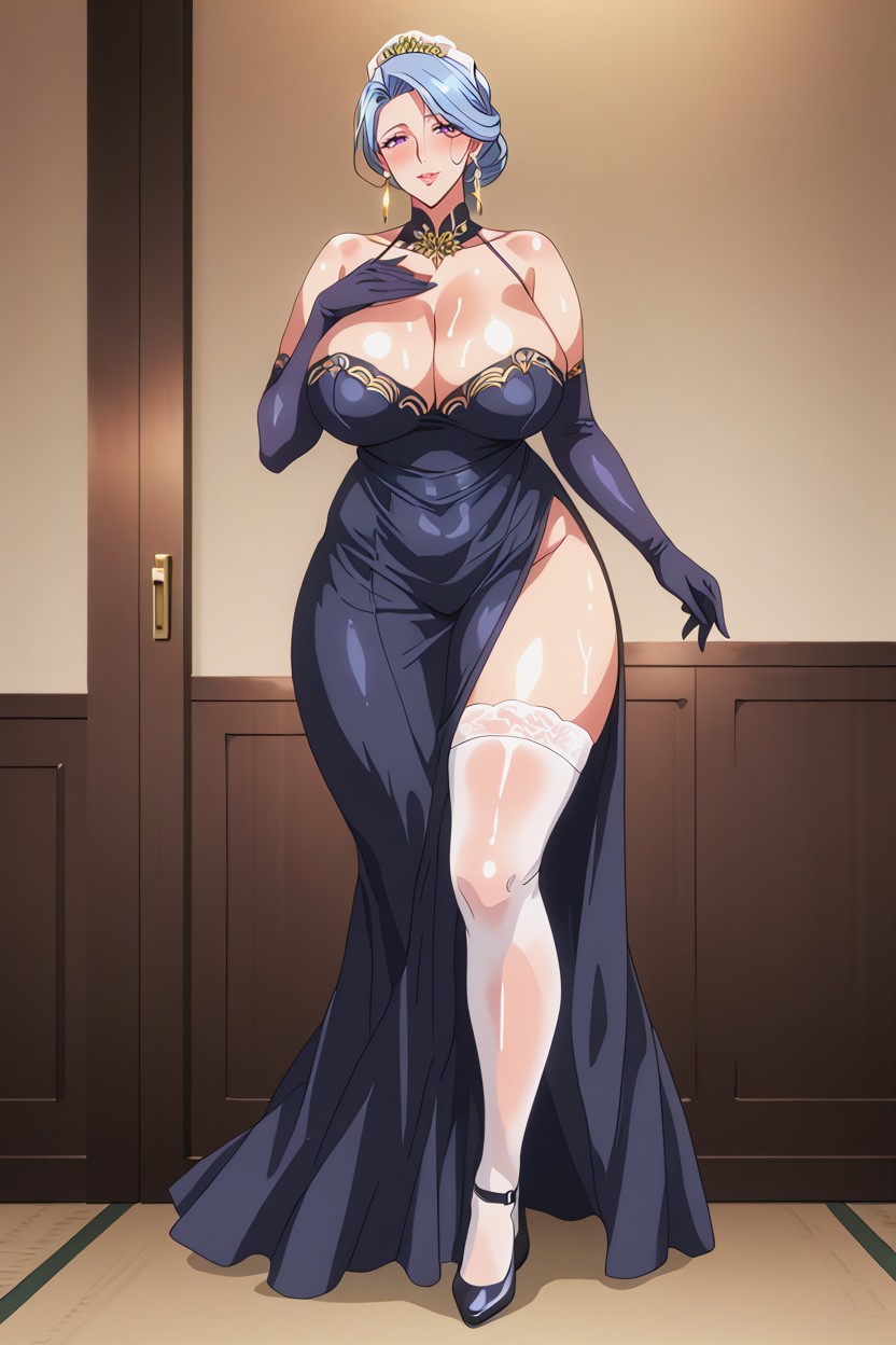 Bridal Gloves, Beautiful Curves, Gold Ornaments Hentai IA