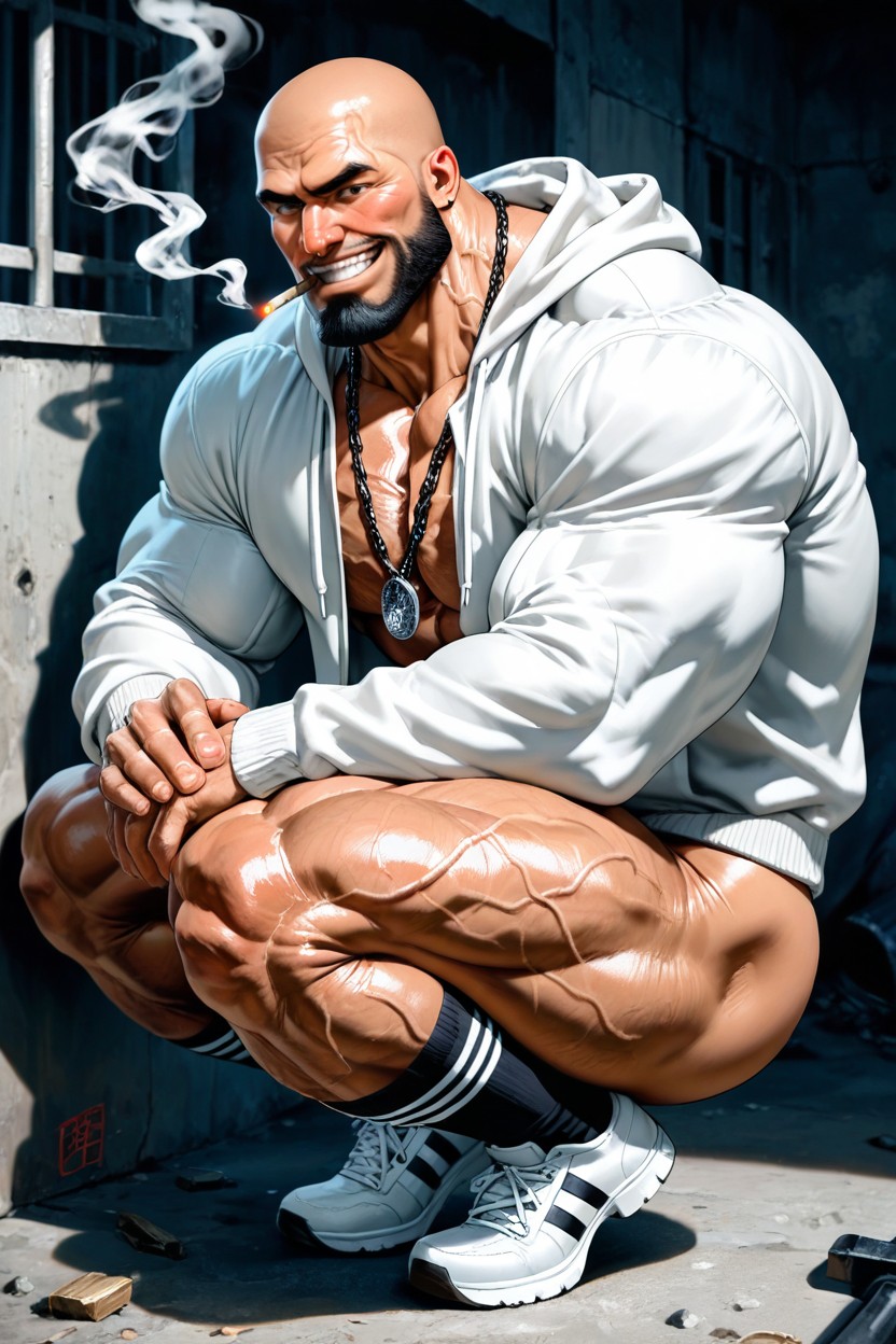 Massive Legs, Black Soccer Socks, White Trainers ゲイAIポルノ