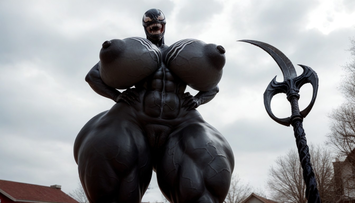 Vista Desde Abajo, Huge Ass, Female Wearing Venom Symbiote Costume Porno IA