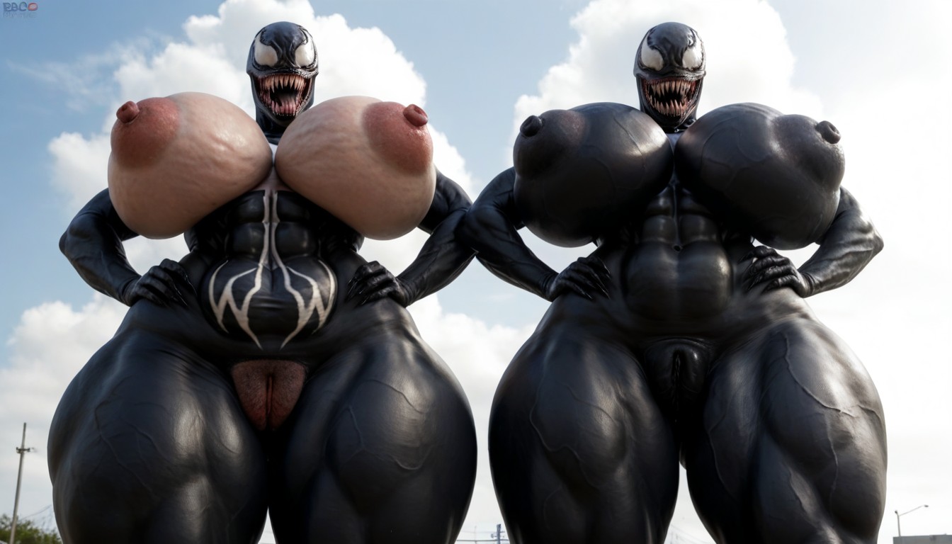 Female Version Venom, Extreme Hyper Puffy Mega Labia, Breast Swelling AI Porn