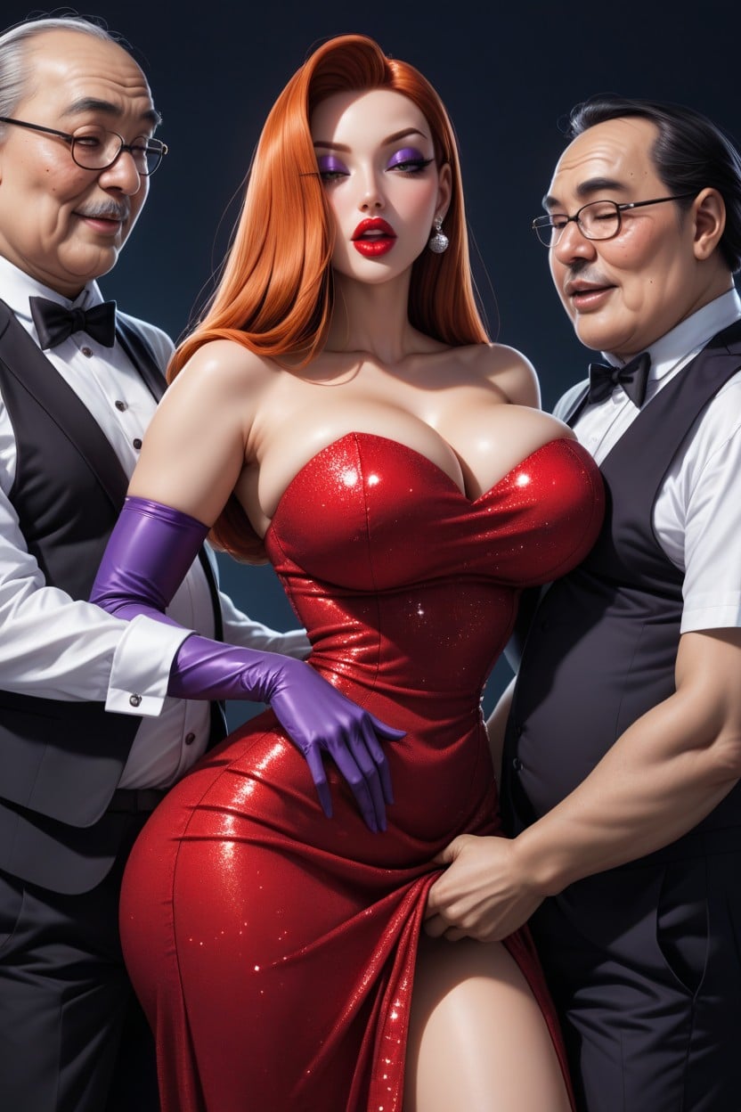 The Men Are Wearing Tuxedos, Dark Purple Eyeshadow, Very Tall AI Porn