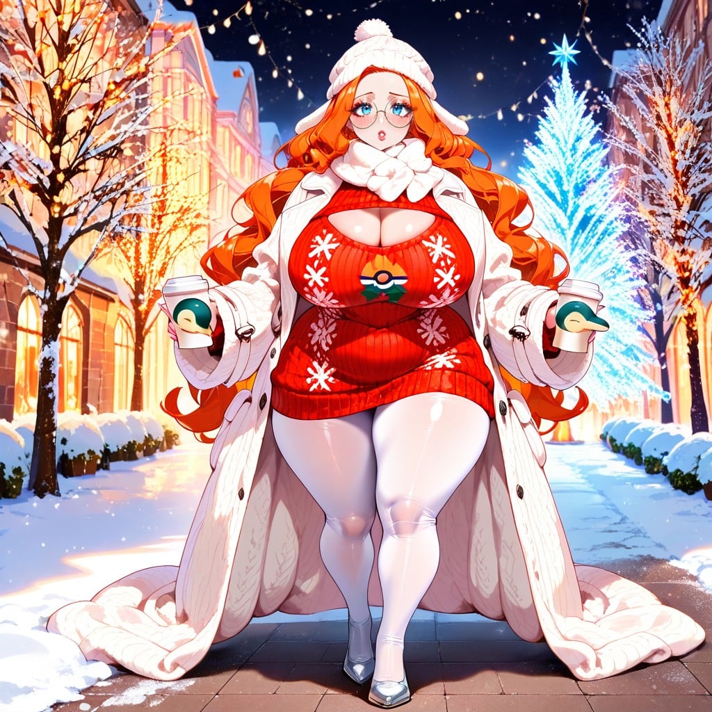 Holiday Ornaments, Celebration Decorations, White Wool Scarf Hentai AI Porn