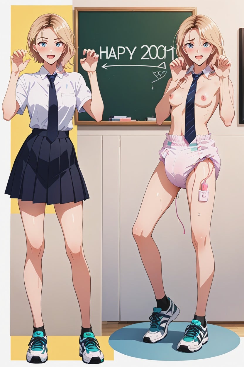 Long Legs, Tennis Sneakers, Anime-inspired Western Cartoon Hentai AI Porn