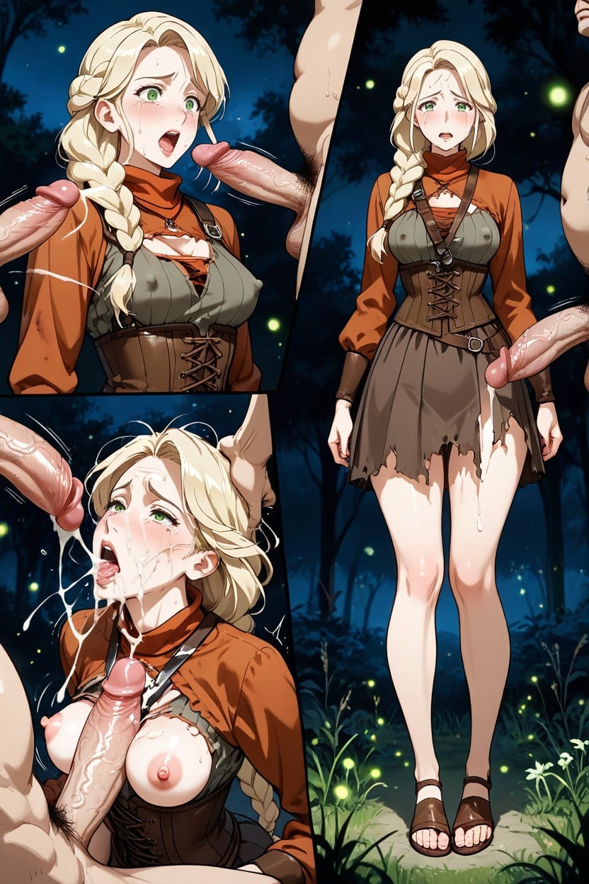 Faces Volumetric Lighting, Brown Tribal Skirt, Under Outfit Erect Nipples Hentai IA