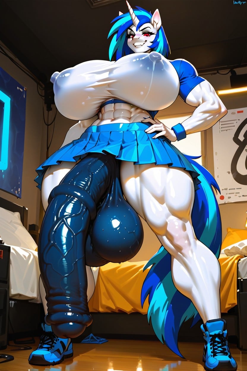 Vinyl Scratch From Mlp, Glowing Fur, Breast Expansion Furry AI Porn