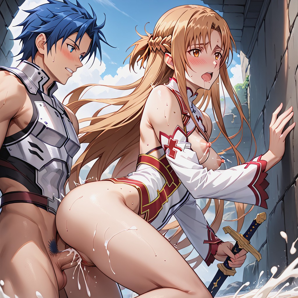 Yellow Pubic Hair, Detailed Pupils, Side View Hentai AI Porn