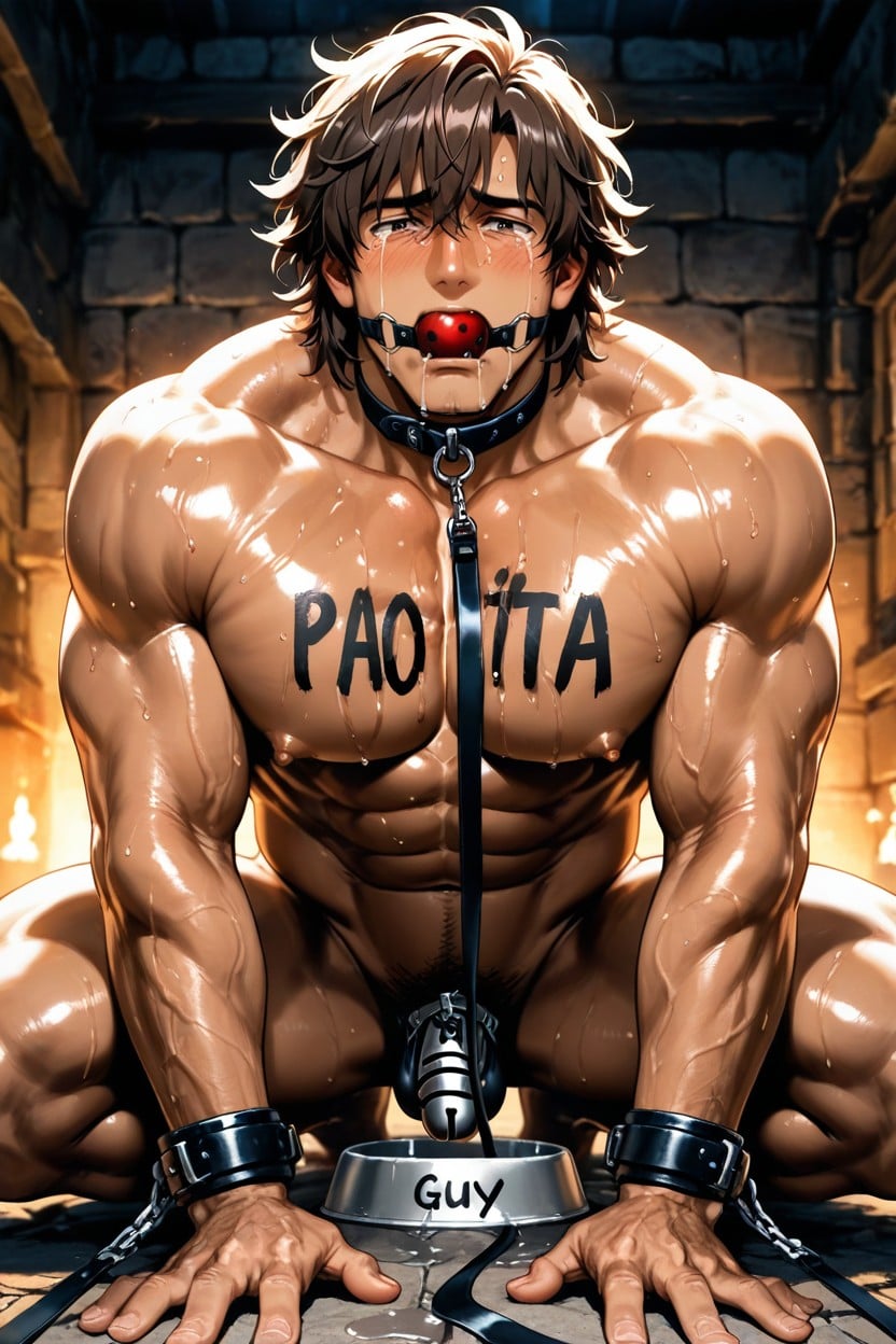 Buff Arms, Collar And Leash, Hardened Nipples Porno IA Gay