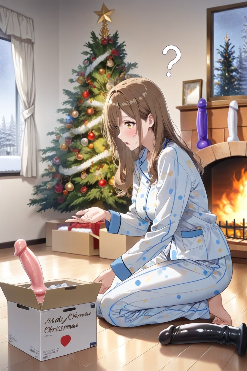 In Large House Living Room, Medium Brown Hair, Lady Hentai AI Porn