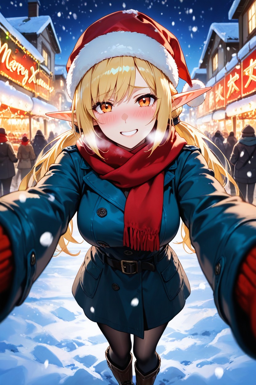 Grinning, Female Elf, Jacket Hentai AI Porn