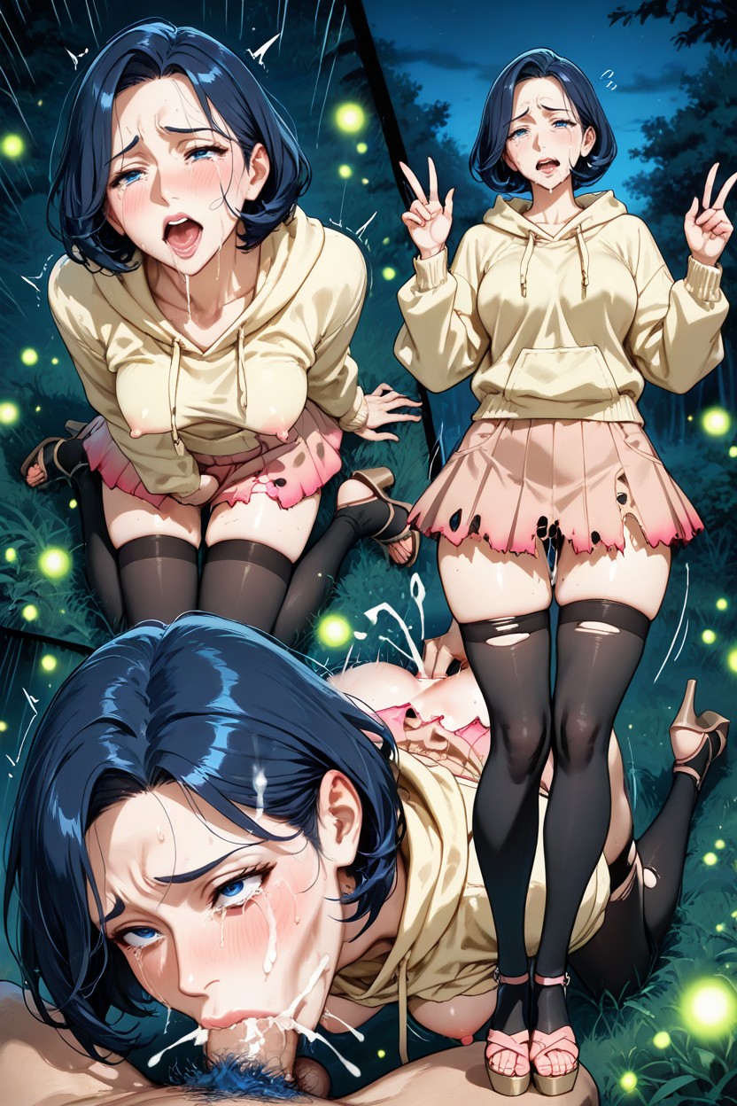 Arched, Blue Pubes, Blue Eyes Hentai AI Porn