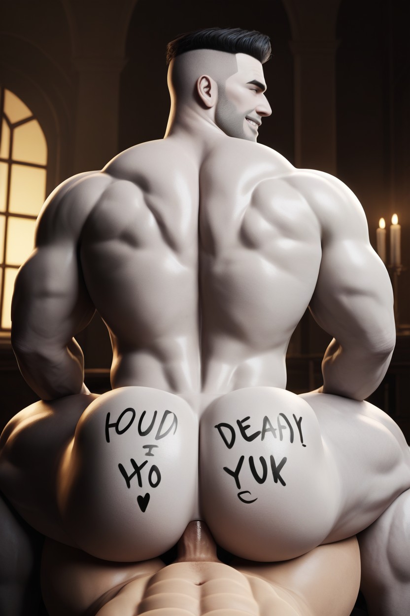 Escritura En El Cuerpo, Body Writing On Ass, Waist Porno gay IA