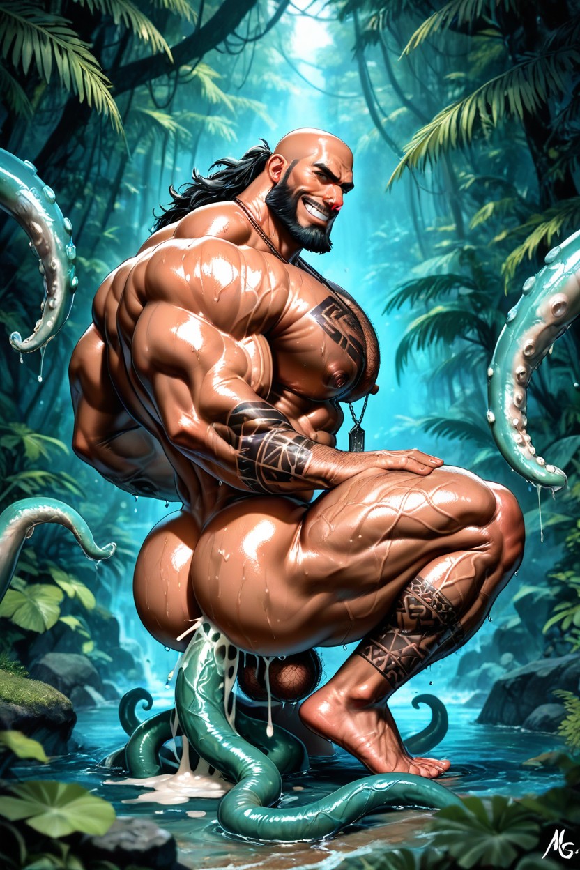 Hyper Muscular Body, Sweaty, Big Adam's Apple Porno gay IA