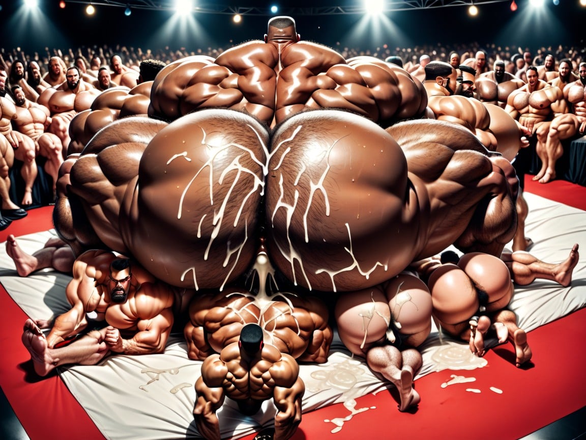 Hairy Thick Hyper Muscled Body, Shaved Heads, Gang Bang AI Gay Porn