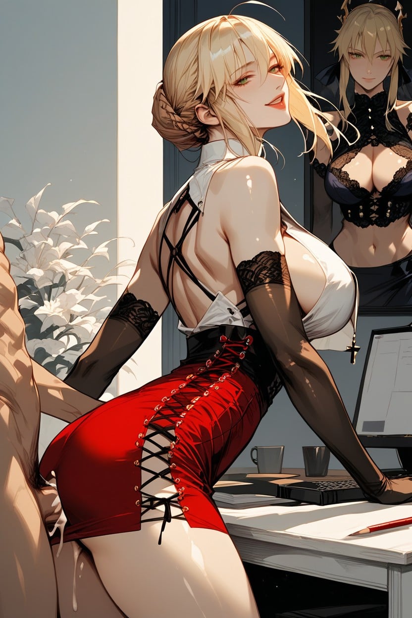 Fucked By Man Standing Doggystyle Sex, Artoria Pendragon From Fate, Anime Style Hentai AI Porn