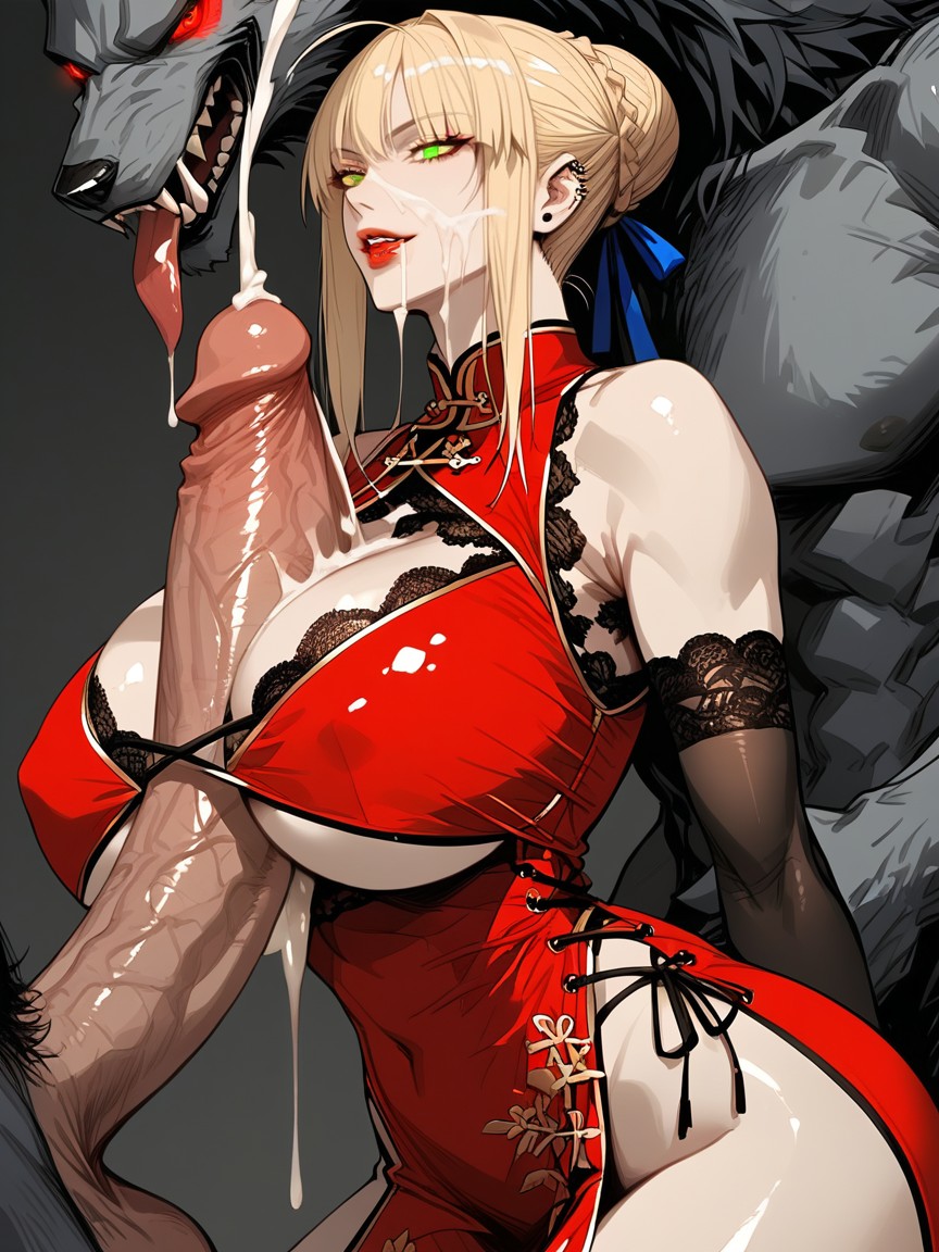 Looking Up At Werewolf, Werewolf Has Massive Cock, Goth Hentai AI Porn