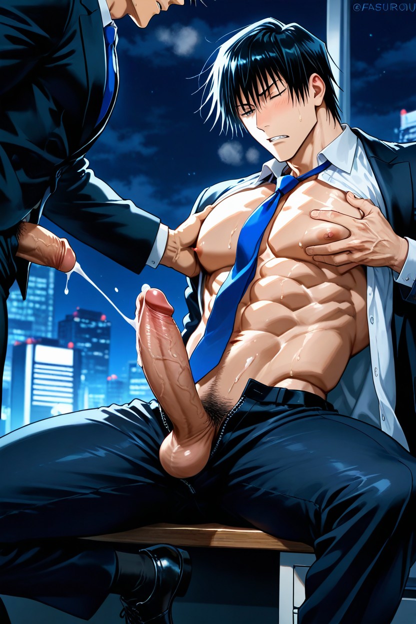 Tight Clothes, Abs, Pants Unzipped AI Gay Porn