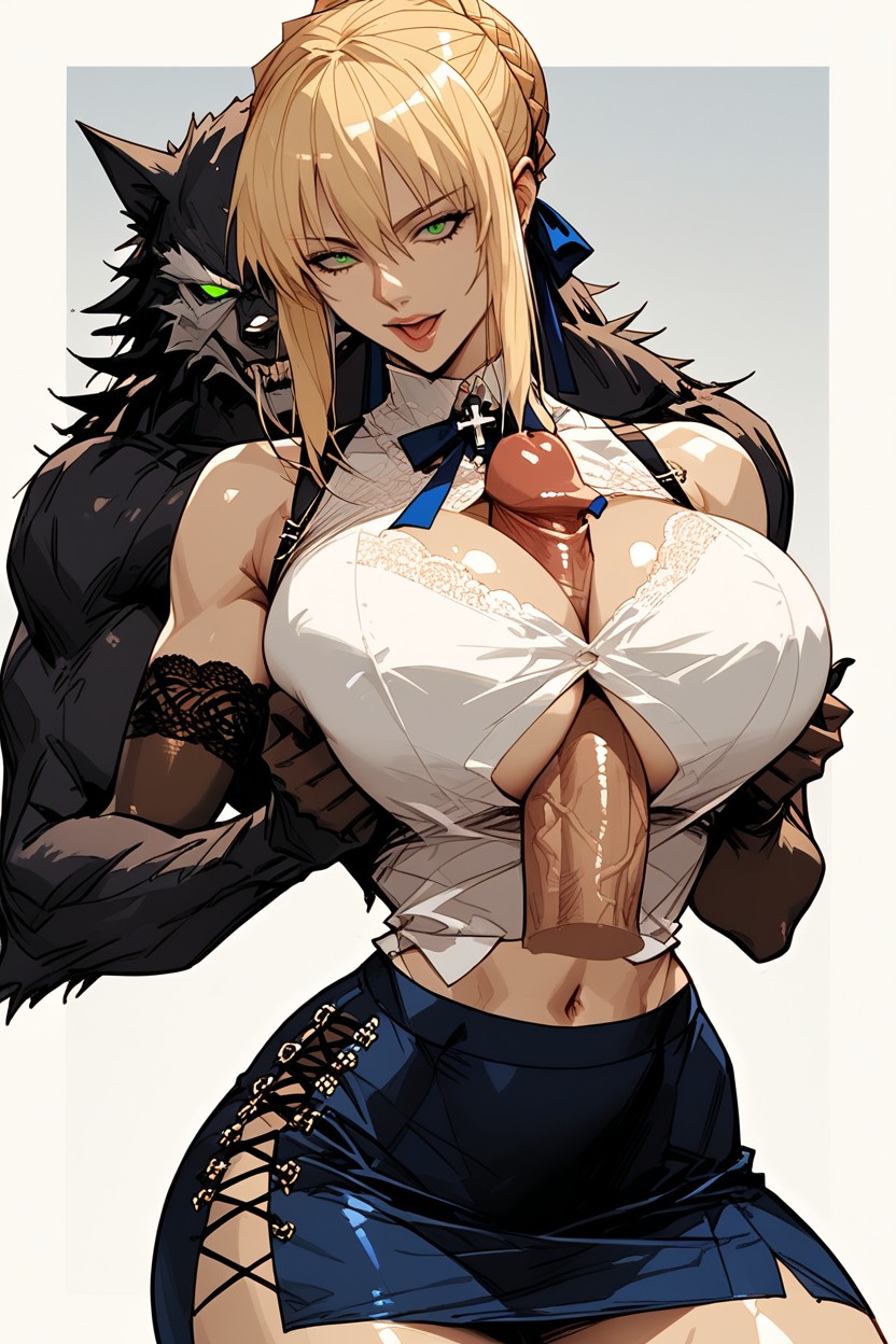 Goth, Armwear, Blonde Hair Hentai IA