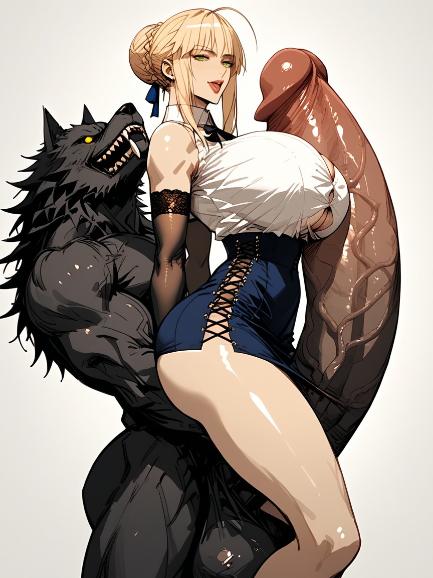 Blonde Hair, Gigantescas Tetas Perfectas, Blue Skirt Hentai IA
